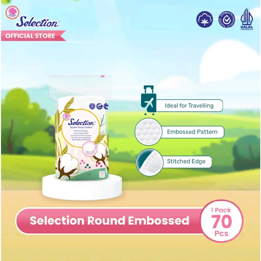 Selection Round Embossed Kapas Travel Size 70 Pcs