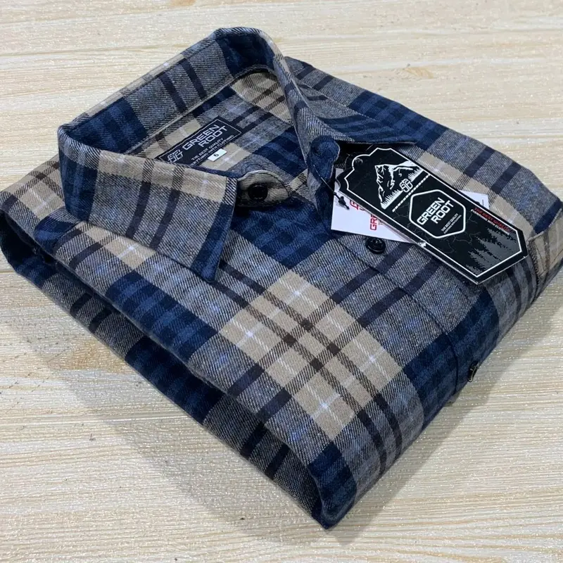 Kemeja Flanel Wool V-Neck Lengan Pendek Big Size 5XL 6XL Pria Distro Santai - Kain, Kerah 6