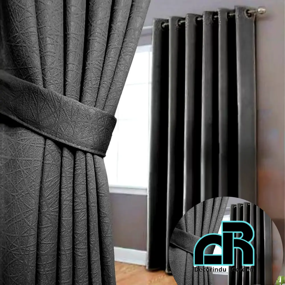 Gorden Jendela & Pintu Polos Blackout Tebal Bahan Kain Premium Tinggi 2meter Model Smokering bonus Tali Curtain