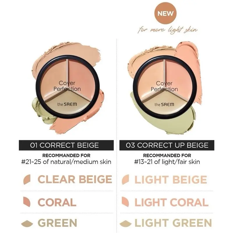 READY THE SAEM COVER PERFECTION TRIPLE POT CONCEALER + COLOR CORRECTOR 2