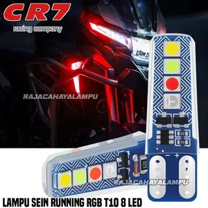 LAMPU SEIN SENJA LED T10 4 WARNA RUNNING 8 RGB SENJA SEIN FLASH JELLY-T10 4 WARNA UNIVERSAL