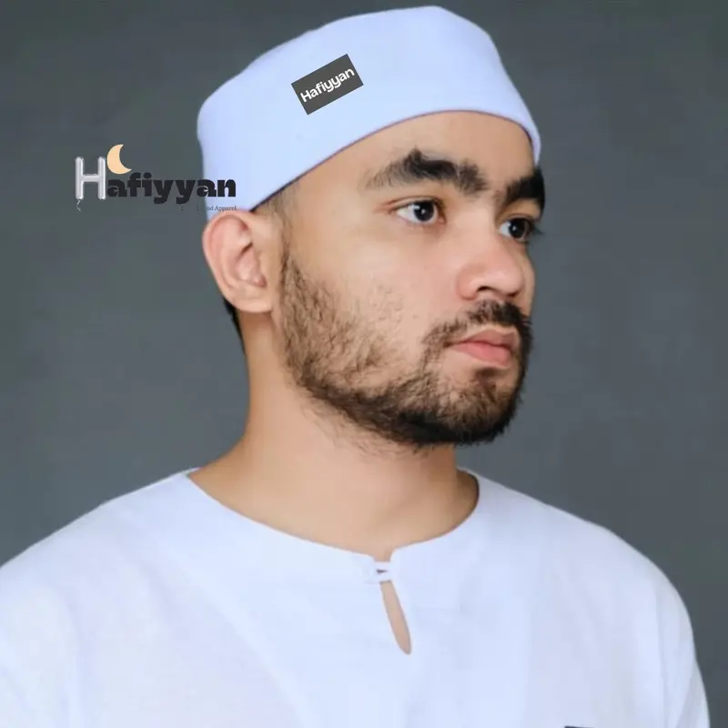 Mesir Dewasa Bahan Katun Nyaman dan Lembut Muslim Songkok Pria Motif Haji Kopiah  Peci Hitam 8