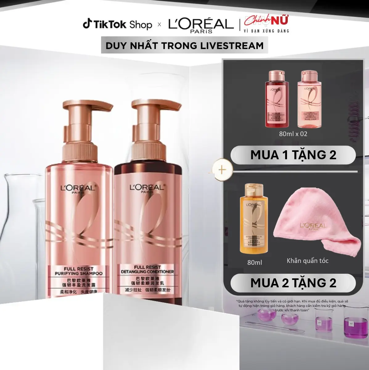 [BÁN CHẠY] Bộ đôi dầu gội xả ngăn ngừa & giảm gãy rụng tóc, giúp tóc chắc khỏe hơn L’oreal Paris Elseve Full Resist 440ml