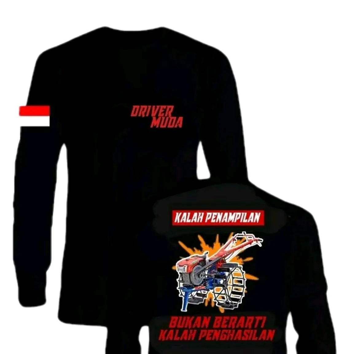 KAOS TRAKTOR DRIVER CORAK MERAH LENGAN PANJANG
