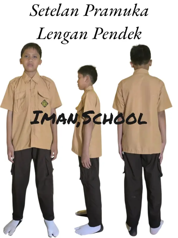 Setelan Seragam Pramuka Kemeja Lengan Pendek Dan Celana PDL Cokelat Kantong 6 Enam Anak Laki-laki Untuk SD SMP SMA Sekolah Dasar / Sekolah Menengah Pertama / Sekolah Menengah Atas 0