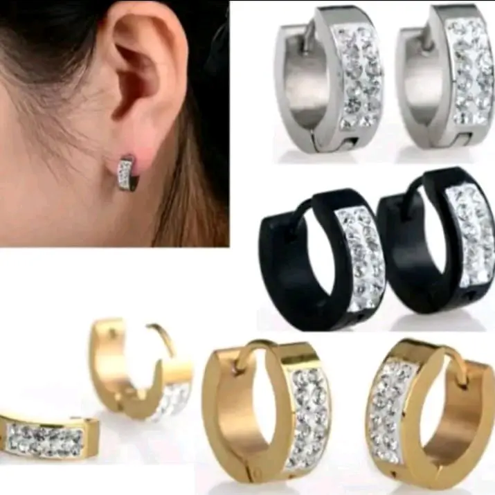 (Bisa COD) Anting Titanium Model Polos Tindik Permata Terbaru Termurah Elegan Dalam Berbagai Warna Dan Desain Earrings