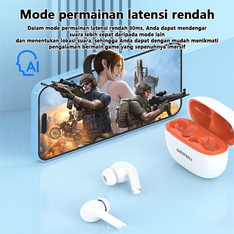 AI Wireless Tws Smart Touch Control Headphone Nirkabel Bluetooth 5.2 Earphone Sport Earbud Headset Musik untuk Semua Ponsel Pintar