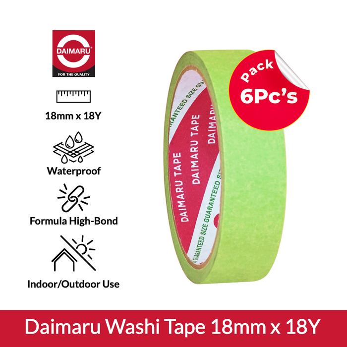 Gambar Daimaru Masking Tape Premium Washi Hijau 18mm x 18Y 6 pcs Untuk Finishing Cat & Dekorasi Lem Kuat Tidak Merusak Permukaan dari Daimaru Kota Denpasar Tokopedia