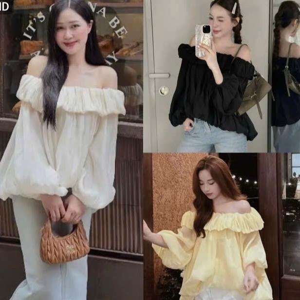 ÁO TRỄ VAI BÍ NHÚN BÈO TAY DÀI CHẤT VOAN TƠ Nữ