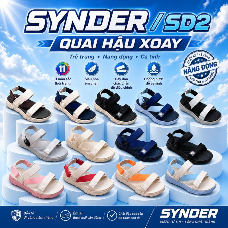 Dép Sandal Nam Nữ SYNDER SD2 -Nam tăng 1 size, nhẹ, thoáng mát
