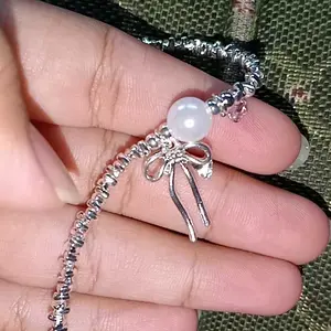 [ Aylee ]Gelang Pita Hati Merah Muda Gelang Bintang Perak Paduan Wanita Y784