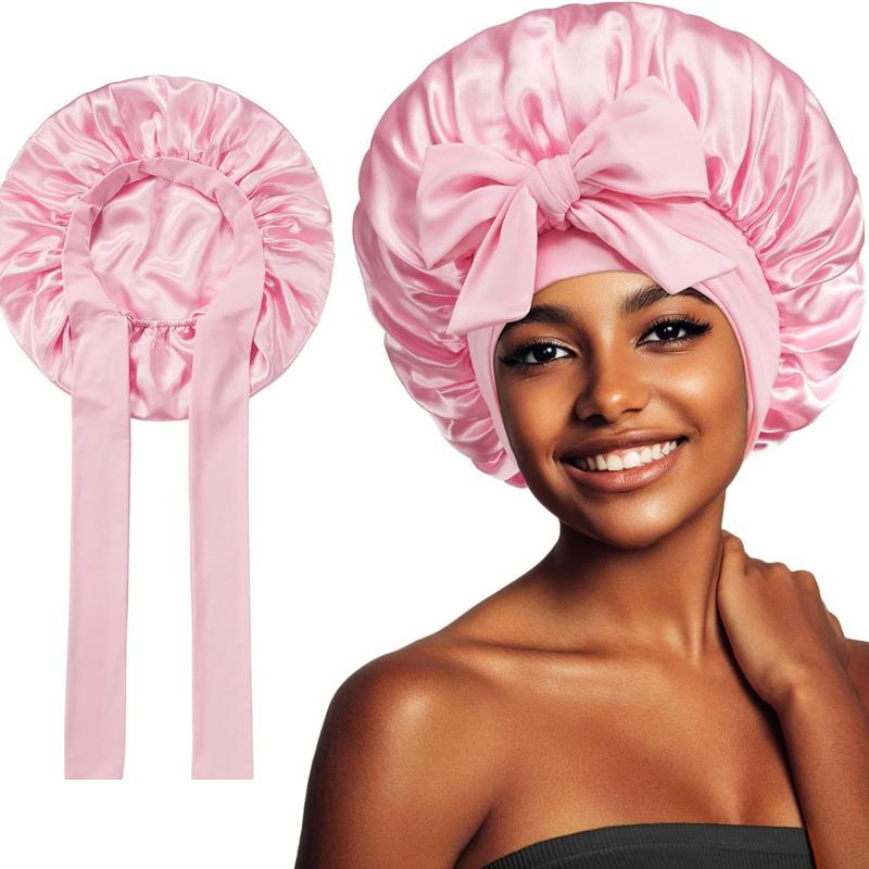 Product Introduction of 1 PC Satin Bonnet Silk Bonnet for Sleeping Women Hair Bonnet Night Sleep Cap Scarf wrap for Curly Hair with Tie Band 1