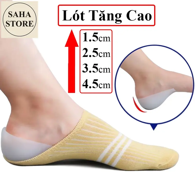 Miếng lót giày tăng chiều cao nam nữ SAHA924 silicon nửa bàn chân nâng gót độn đế giầy 1cm 1.5cm 2cm 3cm 4cm 5cm 0