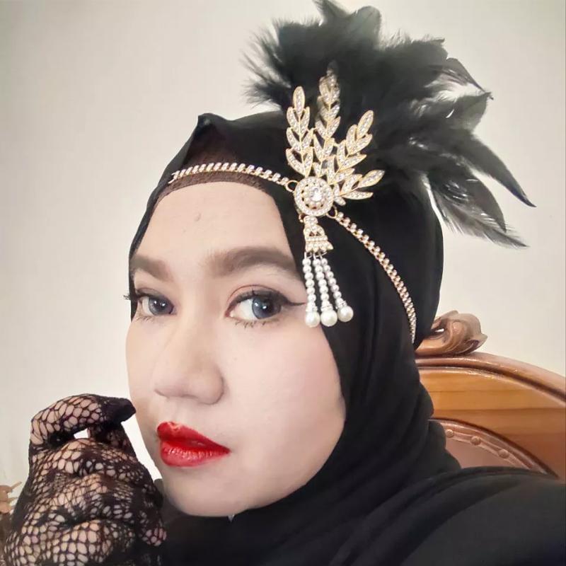 Headpiece Bulu Gatsby Sequin Pesta / Flapper Gatsby Bulu Hijab Pesta 3