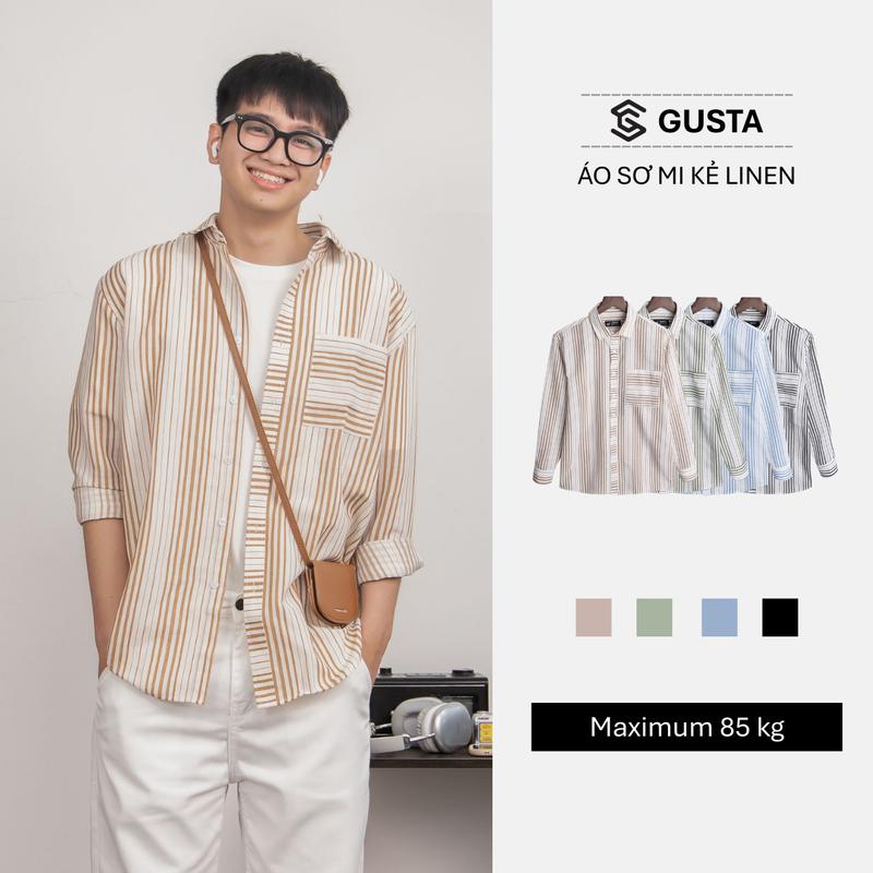 Áo sơ mi linen nam GUSTA form loose chuẩn đẹp – vải đũi mát, áo sơ mi linen cao cấp - SM119