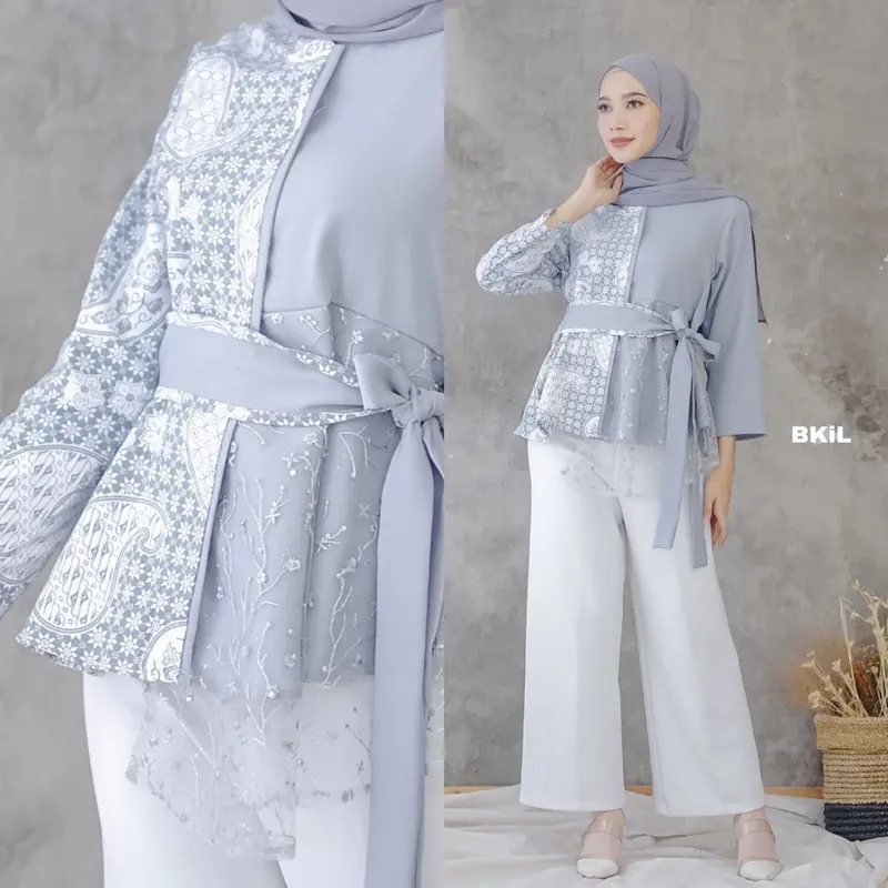 Baju batik wanita kantor Terlaris size m L Xl 2