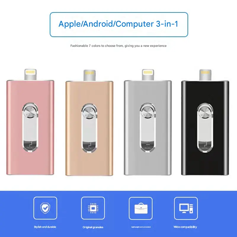 3-IN-1 Applicable To Apple OTG Computer Type-C Mobile Phone USB Flash Drive 1TB Multi-Function USB Flash Drive 2TB