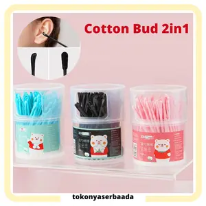TSA (COD) Cotton Bud 2in1 Korek Kuping Super Lembut Isi 100 PCS Pembersih Telinga 2 Sisi Untuk  Dewasa / Anak