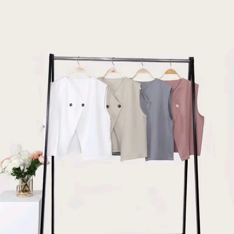 syf-vara vest scuba premium wanita ootd kekinian hijab outfit  Atasan/rompi wanita muslimah /outer Korea style Basic Hitam 1