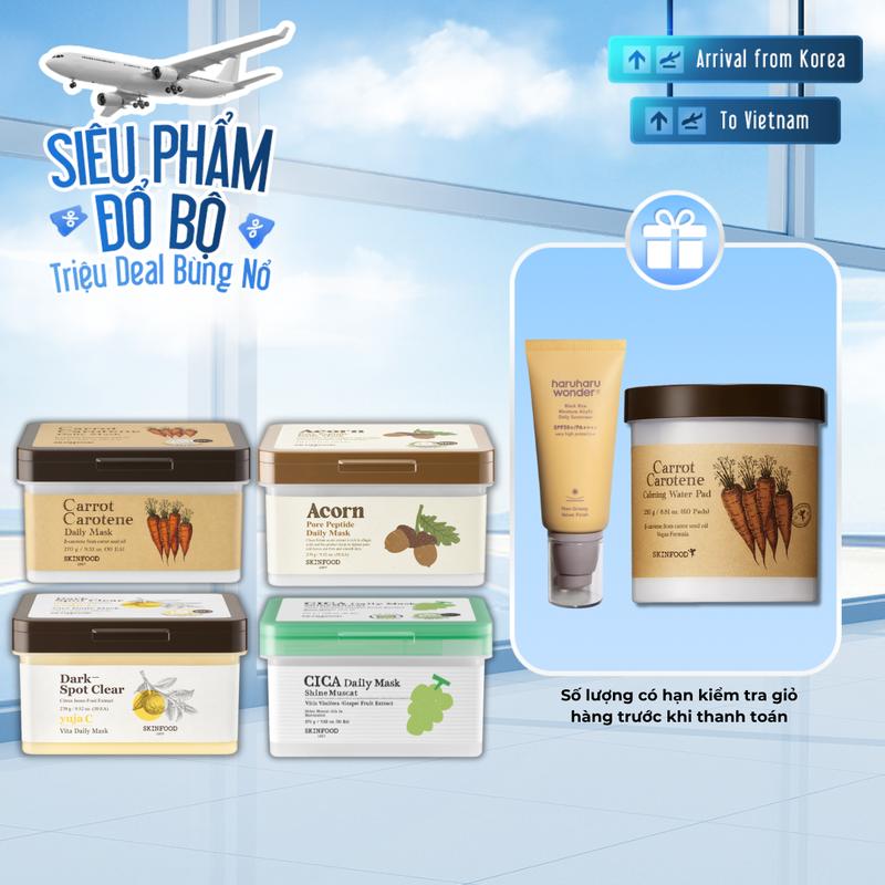 [INT] Hộp Mặt Nạ 30 Miếng Skinfood Dưỡng Da Hàng Ngày Cà Rốt/Quả Sồi/Yuja C/CICA Daily Sheet Mask 270g
