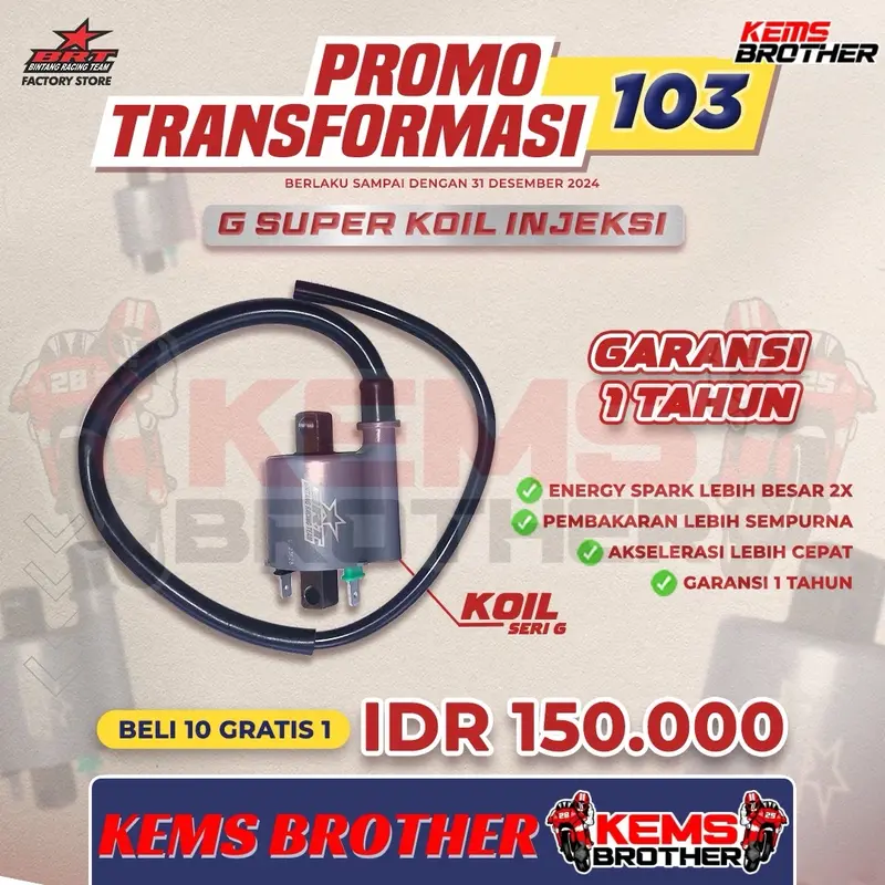 G-Super Koil & GC-Super Koil Original BRT Motor Injeksi & Karburator Universal Gratis Busi Racing Iridium/Super Roller Black Diamond 1