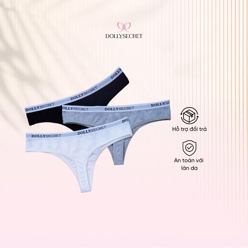 Quần lót lọt khe cotton cạp chữ DOLLY SECRET sexy dáng sporty DS10 Nữ Women
