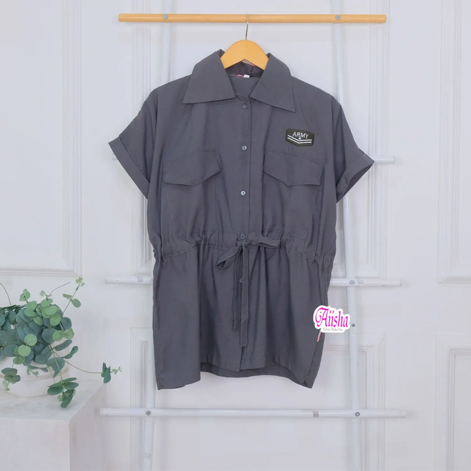 Kemeja Pendek Wanita Army LD 110 - 140 | Kemeja Wanita Tactical Army | Bahan Cotton Miracle