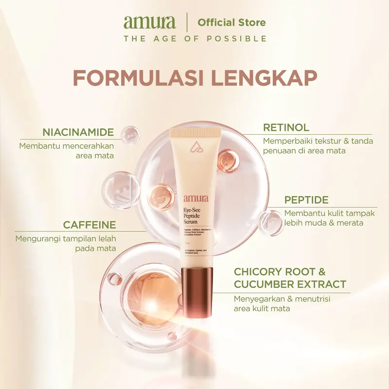 Amura Eye-see Peptide Serum 10ml | Eye Cream Eye Serum Mencerahkan Area Mata Memudarkan Mata Panda Kantung Mata Cream with Cooling Tech 4