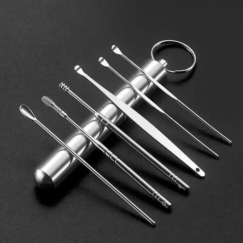 Product Introduction of 6PCS Stainless Steel Earpick Ear Cleaner Spoon Ear Care Cleaning Tool Earwax Removal Kit Ear Pick Remover Clean Health Tools Brush 36