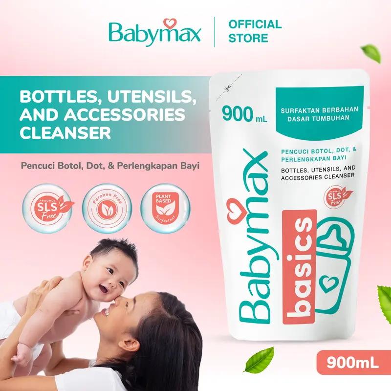 Babymax Basics Bottle, & Utensils, Cleansers 900 mL (isi 1 pcs) - Sabun Botol Bayi - SLS Free - Natural 0