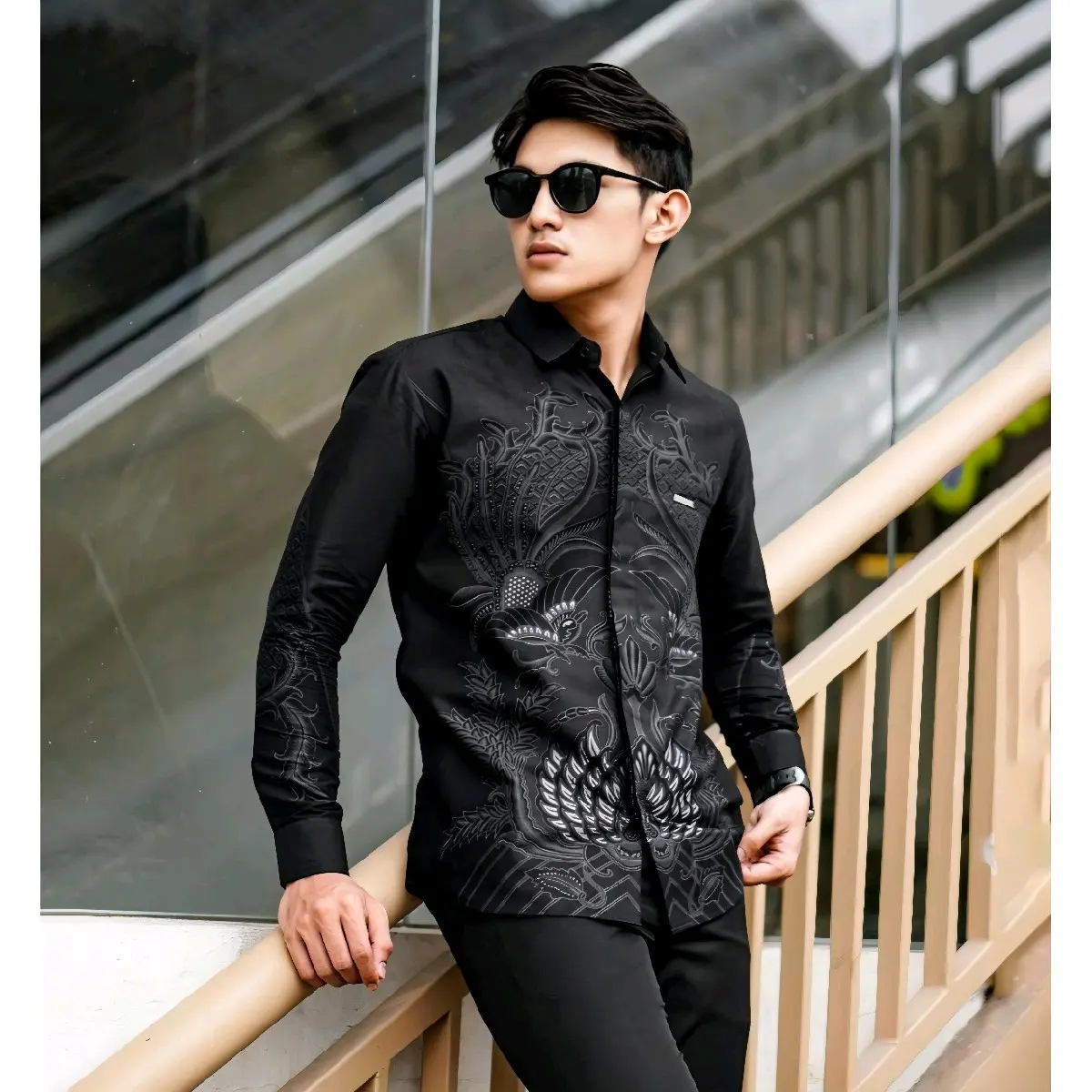 Kemeja Batik Pria LANDAK HITAM Lengan Panjang Jahitan Rapi Kualitas Terjamin Ukuran M L XL XXL