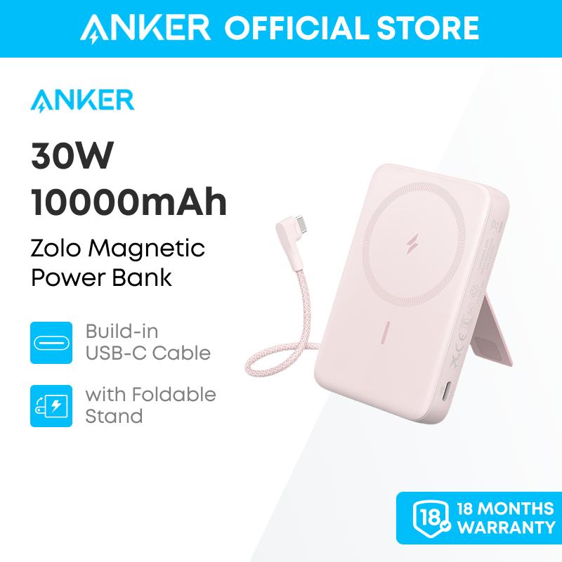 Anker Zolo Magnetic Power Bank 10000mAh 30W Pin Dự Phòng Không Dây Cáp USB-C Tích Hợp Chân Đế Điều Chỉnh A1685