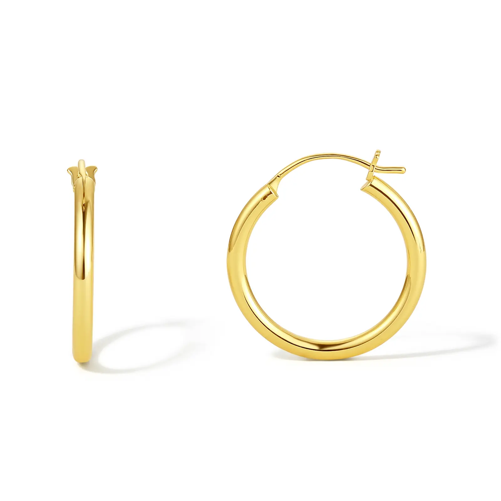 ZHOU LIU FU Hoop Earrings Sterling Silver Hoops Small Thick Earrings Gold Huggie Earrings Hypoallergenic Simple for Women Ear Rings mini