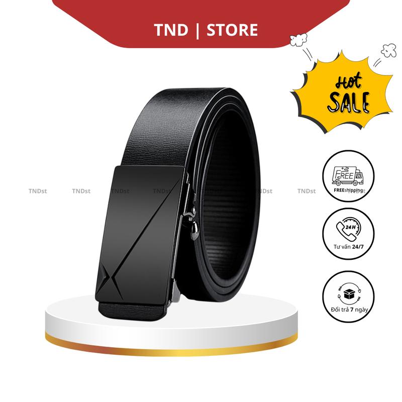 Thắt lưng nam da cao cấp dây lưng nam mặt khóa tự động sang trọng nịt da màu đen thời thượng