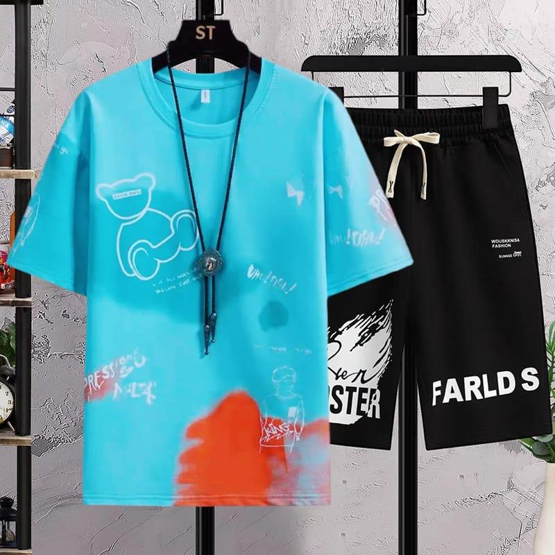Setelan PRESSIONE SET Baju dan Celana Pendek Unisex Pria Wanita dengan Fit yang Nyaman dan Keren Kaos Motif Dewasa 8