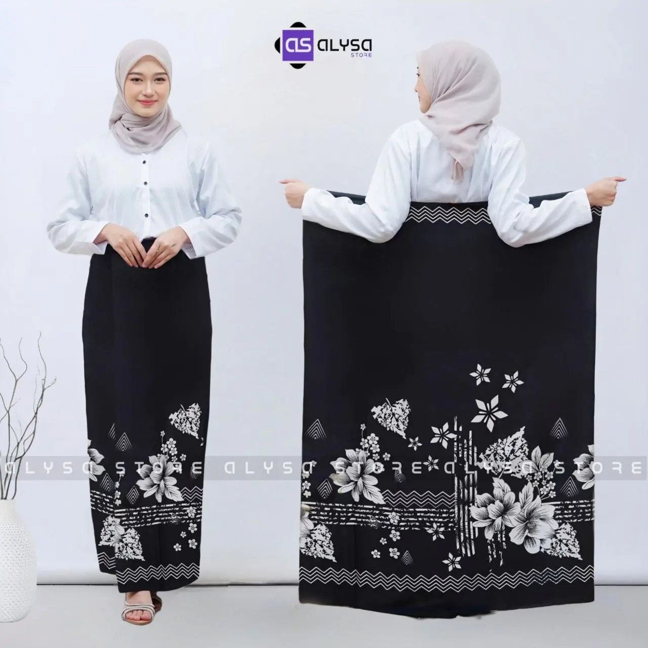 SARUNG GOYOR WANITA SARUNG PRINT MONOCHROME SARUNG MBAK SANTRI
