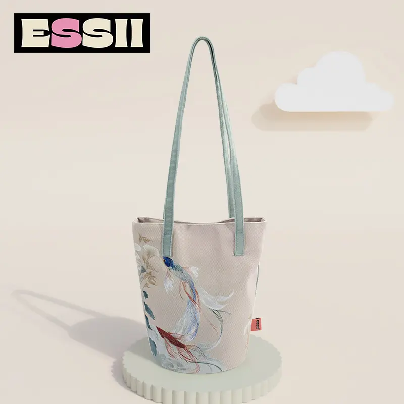 Koi print fashion niche elongated bucket bag