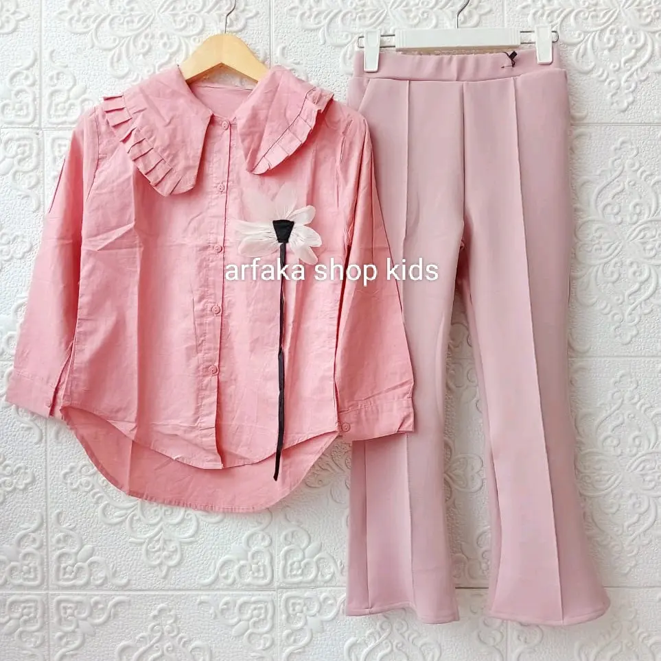 setelan blouse polos katun dan celana cutbray scuba