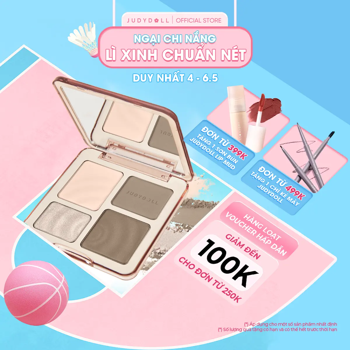 [NEW VERSION] [Phiên bản nâng cấp] JUDYDOLL Bảng phấn tạo khối bắt sáng 4 màu Highlight Contour Palette Mềm mịn Tự nhiên Lâu trôi 9g