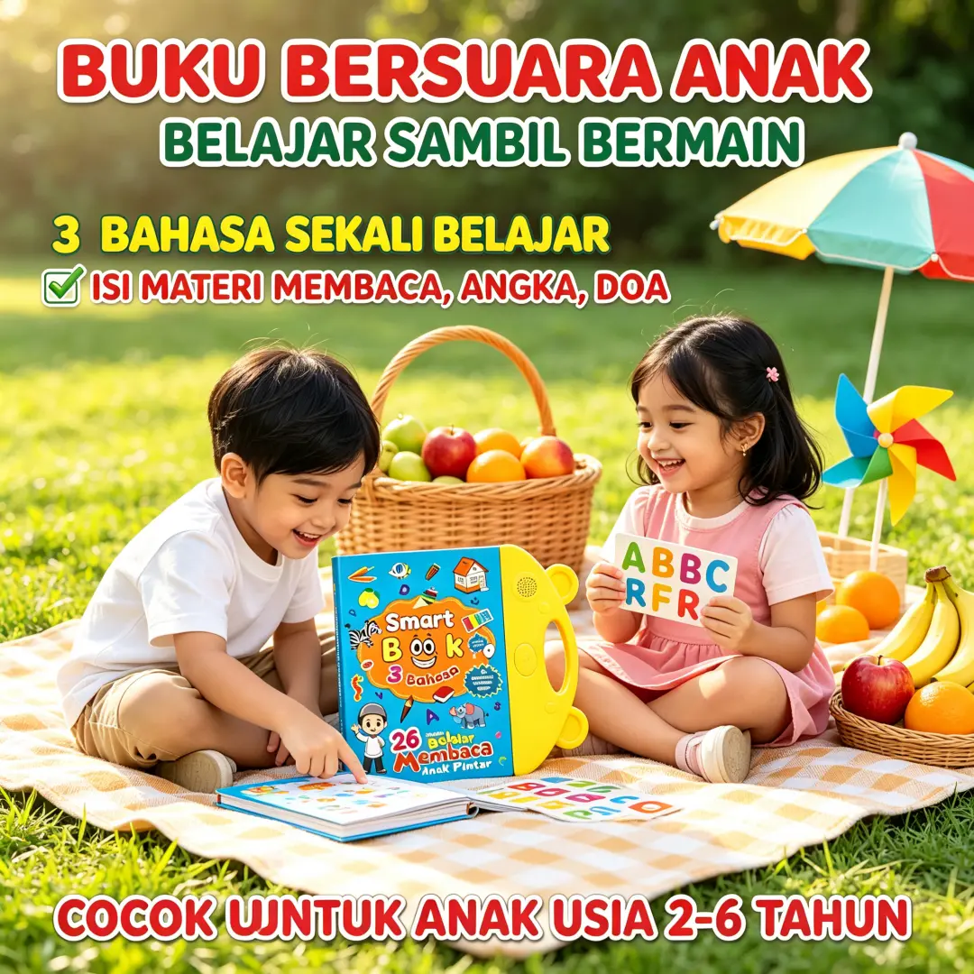 Buku Balita Cerdas Bahasa Arab Inggris dan Indonesia dengan Animasi Serta Suara Materi Lengkap Huruf Angka Doa Cocok untuk Balita Usia 2 6 Tahun Belajar Aktif Seperti di Tk Aman dengan Desain yang Lucu Cocok untuk Belajar dan Hadiah Belajar Aktif (COD)