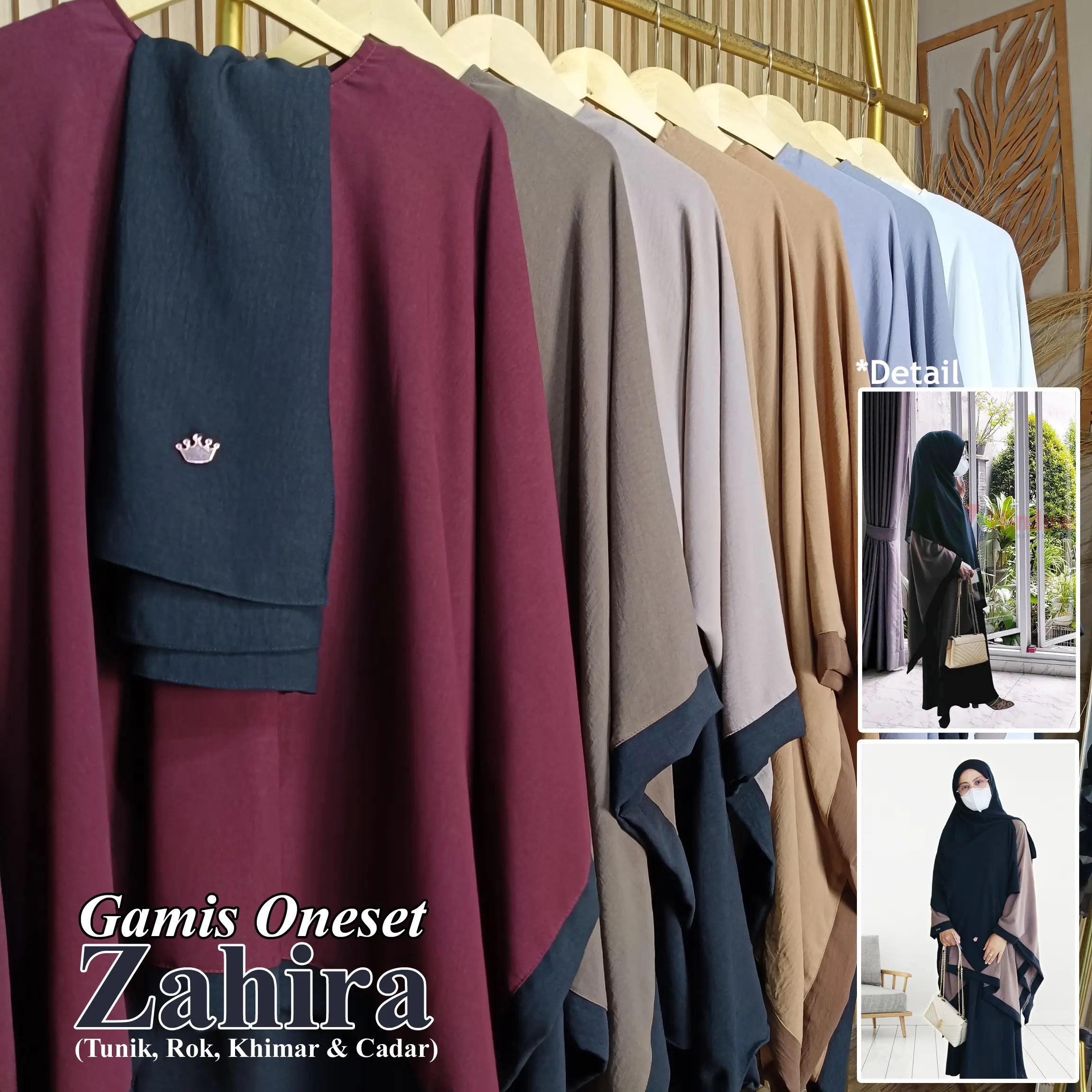 (CRS) - Gamis Oneset Zahira (Exlusive nilam septiani)   (Cadar+pashmina+rok+tunik)