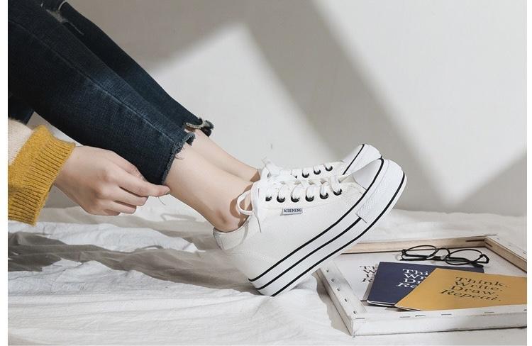 Product Introduction of fashion women shoes canvas platform sneakers white tennis shoes Vulcanize 17
