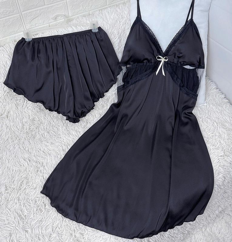 Freesize 60Kg - 90Kg Đầm Váy Ngủ nữ Bigsize Đồ Ngủ Nữ Đầm Ngủ Xinh. Chất Lụa Latin Trơn Phối ren lưới Mút Tháo Rời kèm Quần Form Sẹc Xy Women Dress