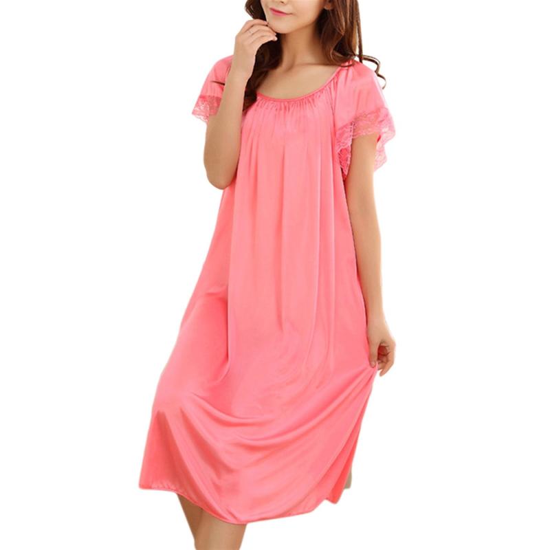 Product Introduction of Women Summer Round Neck  Soft Satin Lace Sleepwear Pajamas-NEW FASHION Summer Polyester 16