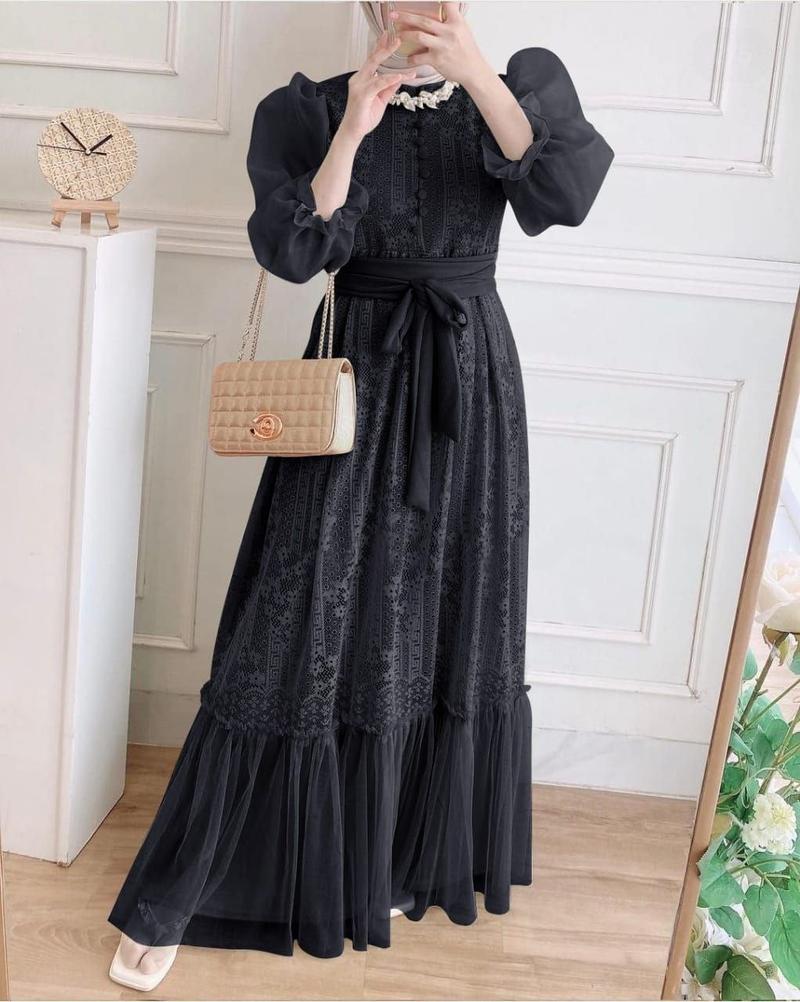 Product Introduction of TP89 Dres Gamis inana 89z4 maxi cantik full brukat lapis furing Muslim Organza Nyaman Wanita Tile 11
