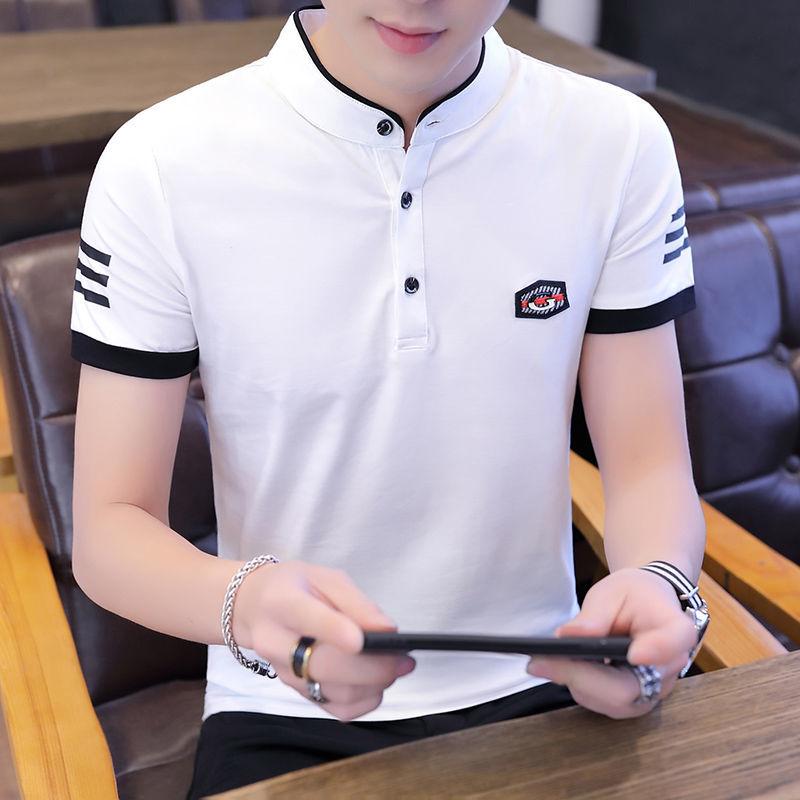 Product Introduction of Men s polo T shirt men Cotton short sleeved slim fit graphic tops men plain Korean clothing plus size 3XL s410503886 2