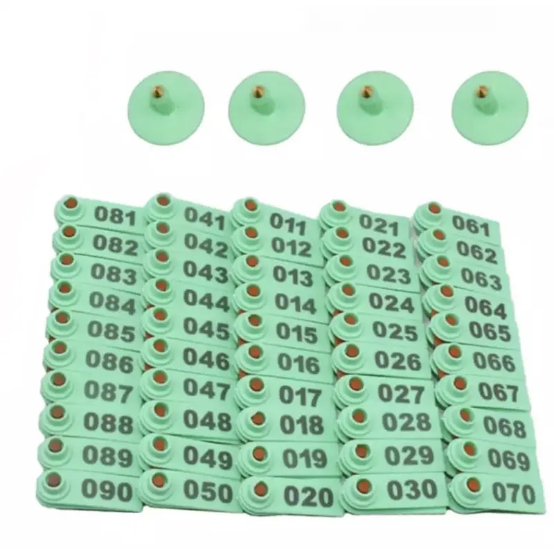 Green 100 Pcs Tag Kuping Kambing Domba Sapi Hewan Ternak Ear Tags Sheep Goat Pig Eartags Laser Type Copper Head Earrings Farm Animal Supplies Tracking - SKU 2.007.0215 - 03096 Green
