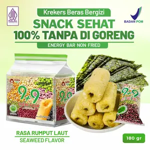 Snack Sehat 9+9 Energy Bar Non Fried Halal BPOM Rasa Kuning Telur Kacang Rumput Laut 180gr 300gr Camilan Cemilan Sereal Food