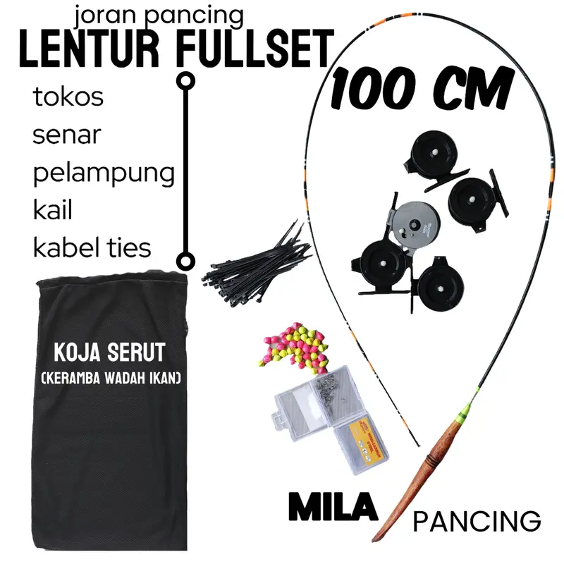 Joran Pancing Lentur 100cm Set Komplit dengan Aksesori Lengkap 0