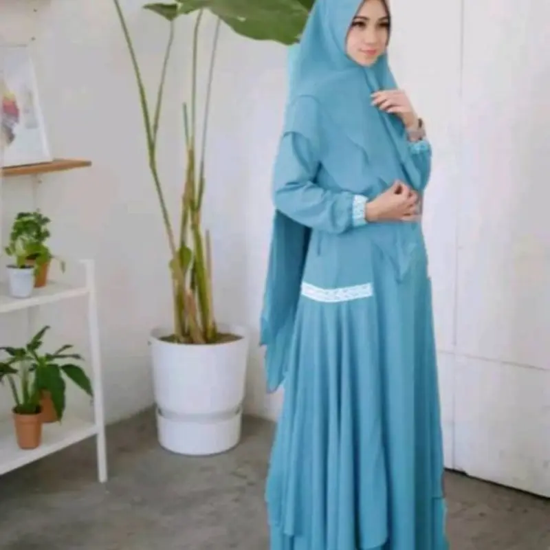 Mayara Syari Set + Khimar / Gamis Syari Set / Gamis Ceruty Premium / Gamis Syari Wanita / Gamis Khimar Wanita Muslimah / Setelan Syar'i / Gamis Plus Khimar / Dress + Hijab Ceruti Kancing 0